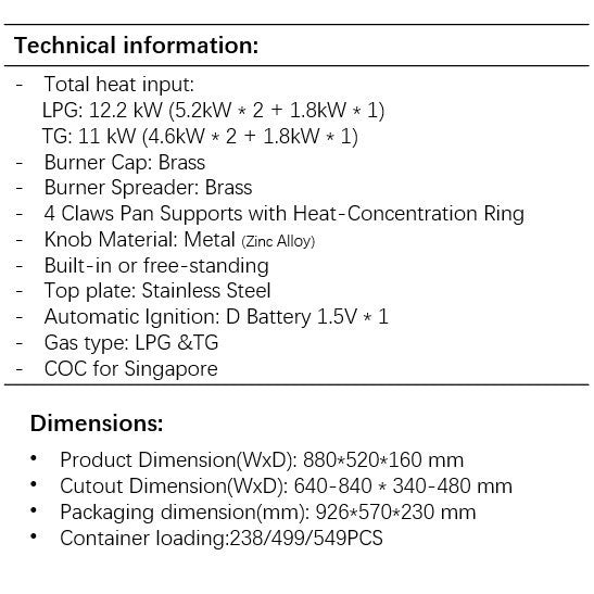 Midea LPG Hob | MGH-8831SS-TG / MGH-8831SS-LPG