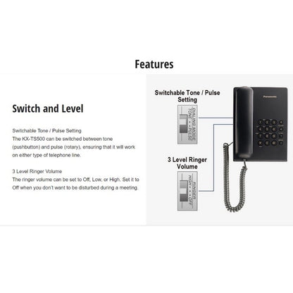 Panasonic Basic Corded Phone KX-TS500MXW