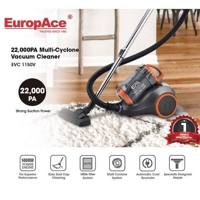 Europace Multi-Cyclone Vacuum Cleaner with hepa filter EVC 1150V