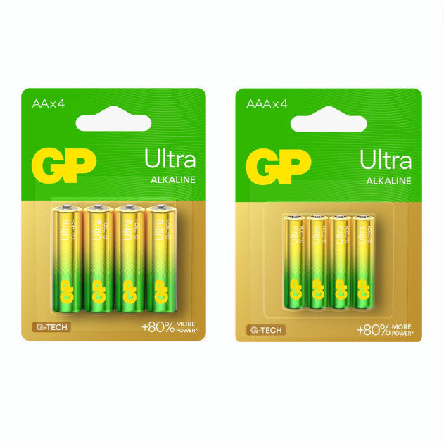 [Box of 10] GP Ultra Alkaline Batteries AA/AAA - Pack of 4 (New G-Tech with 80% More Power!)