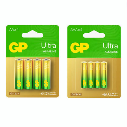 [Box of 10] GP Ultra Alkaline Batteries AA/AAA - Pack of 4 (New G-Tech with 80% More Power!)