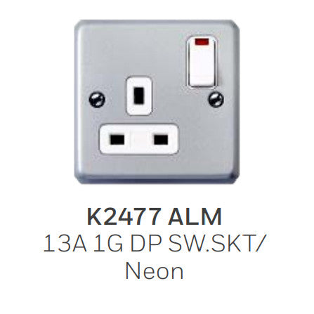 MK Metalclad K-Series 13A Shuttered Heavy Duty Metal Sockets | 1 Gang/ 2 Gang Double Pole Sockets with Box