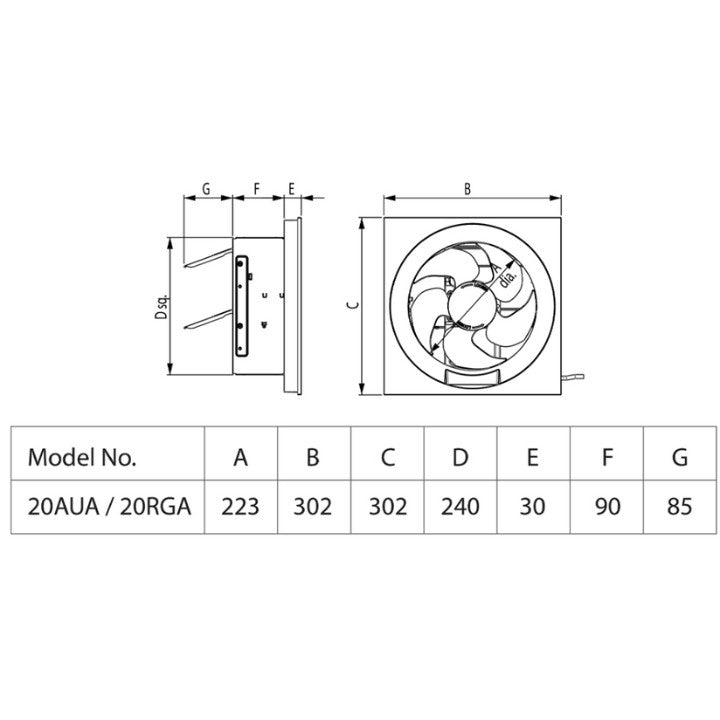 KDK 20AUA/ 25AUA/ 30AUA Exhaust Fan Wall Mount Ventilating Fan *UPGRADED from KDK AUH series* (Enquire for installation)