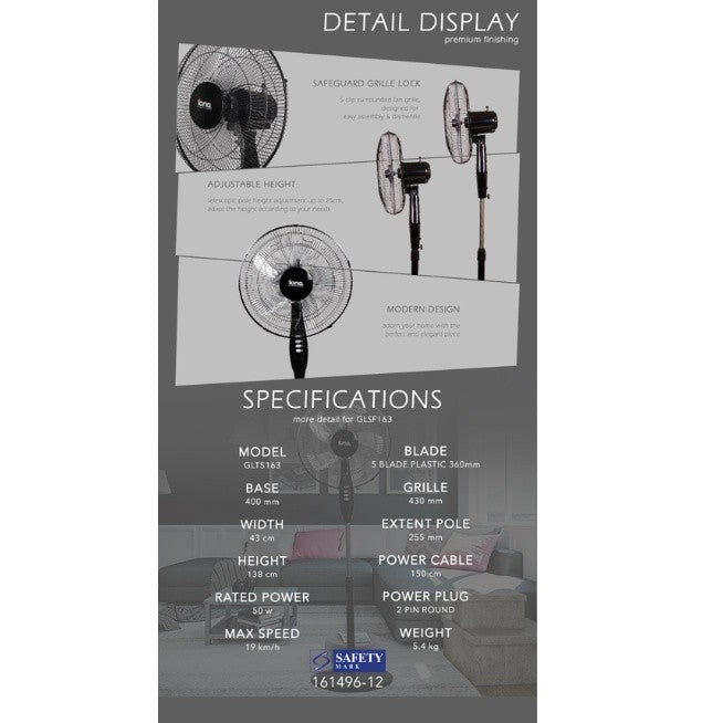 Iona 16" Stand Fan GLSF163