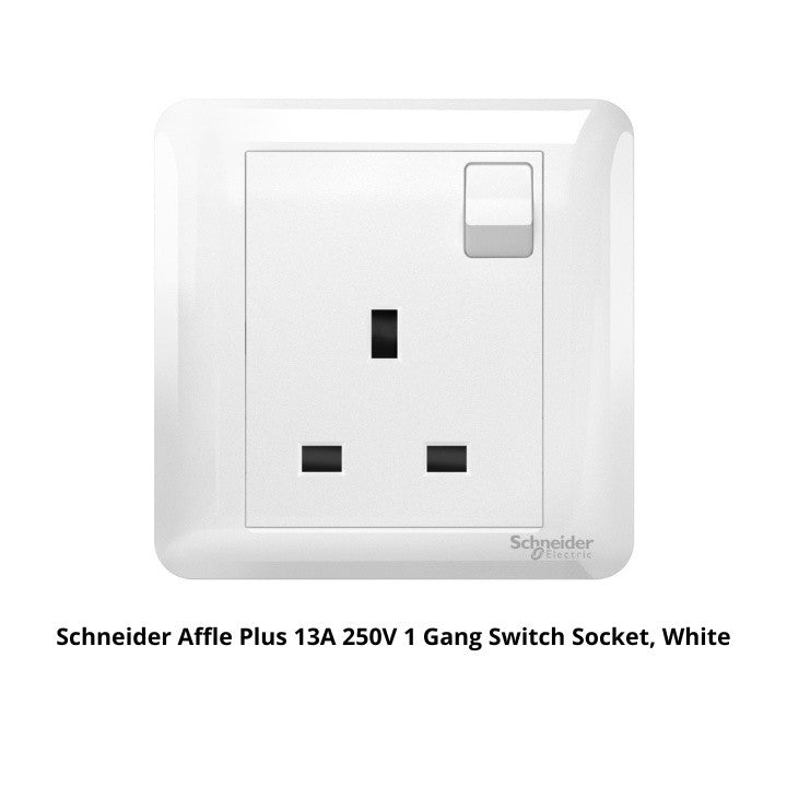 Schneider Affle Plus 13A/15A 250V 1/2 Gang Switch Socket, White