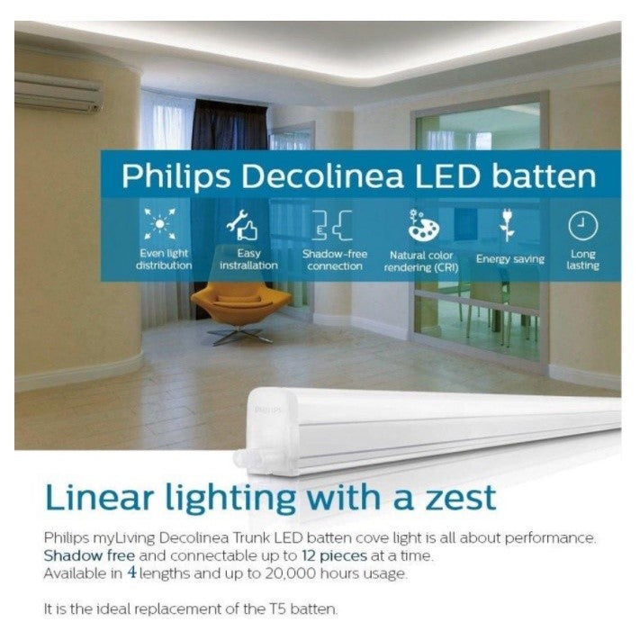 Philips 13W/1000lm Trunkable Linea LED batten wall light/cove light 4ft