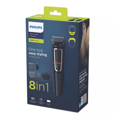 Philips 8 in 1 trimmer, Face and Hair | Multigroom series 3000 | MG3730/15