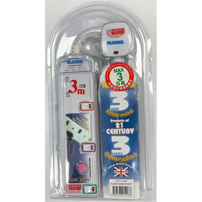 Nasonik 2/3/4/5/6 Way 3M Extension Cord with 2 Pin Direct Plug (Latest British Design with 3 Years Warranty)