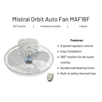 Mistral 16" Orbit/Auto Fan (White) | MAF16F