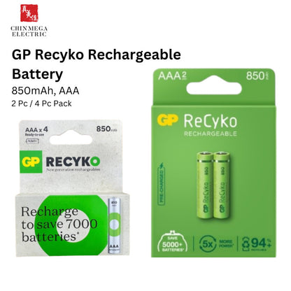 GP Recyko AAA Batteries 850mAh