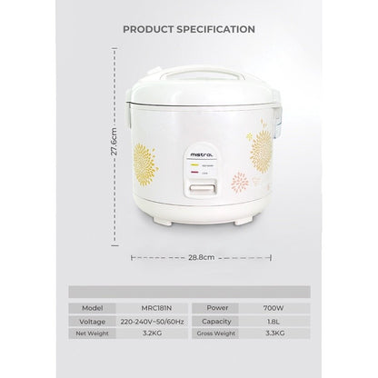 Mayer 1L / 1.8L Rice Cooker (MRC101 / MRC181N)