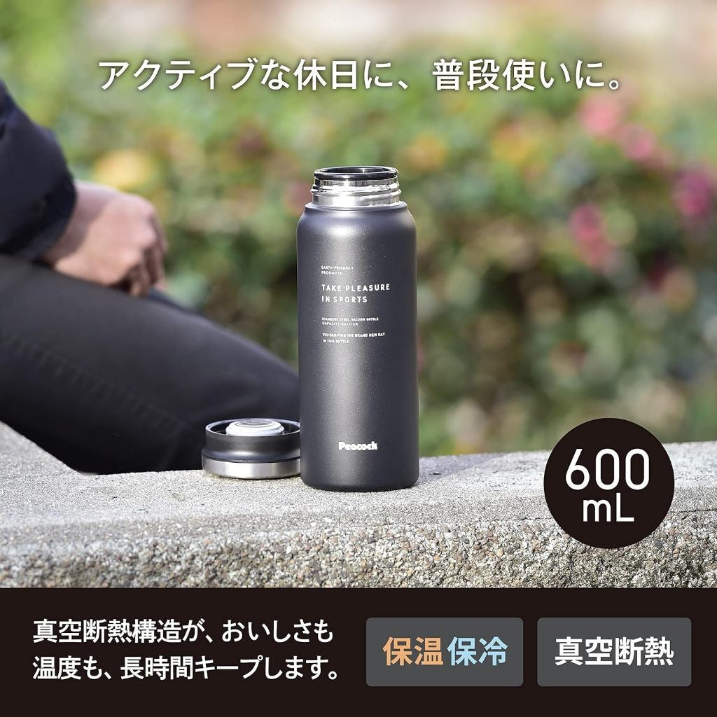 Peacock 600ml Thermal Stainless-Steel Bottle (Smoky Blue / Orange) | AMZ-61 D