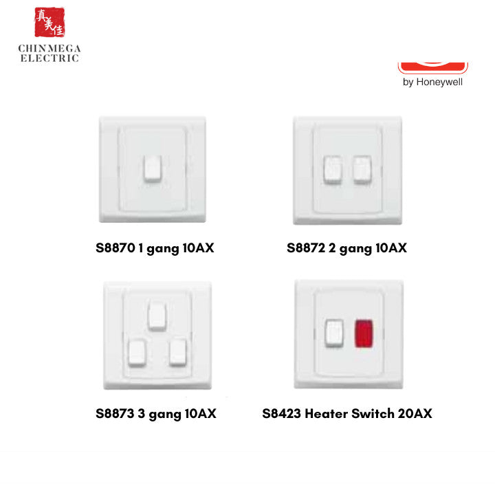 MK Slimline Plus 1/2/3 Gang 10AX/20AX Switch (White)