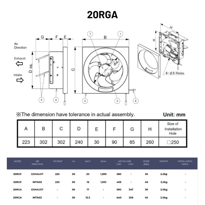 KDK 20/25/30cm 2-Way Wall Mounted Ventilating Fan with pull cord 20/25/30 RGA (Enquire for Installation)