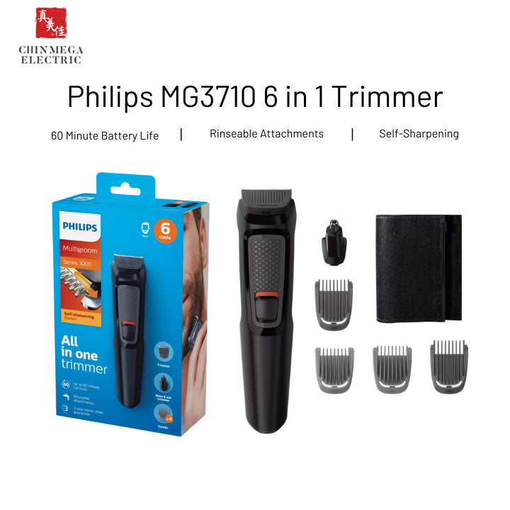 Philips MG3710/13 Multigroom Shaver Trimmer 6-In-1 Series 3000 For Men