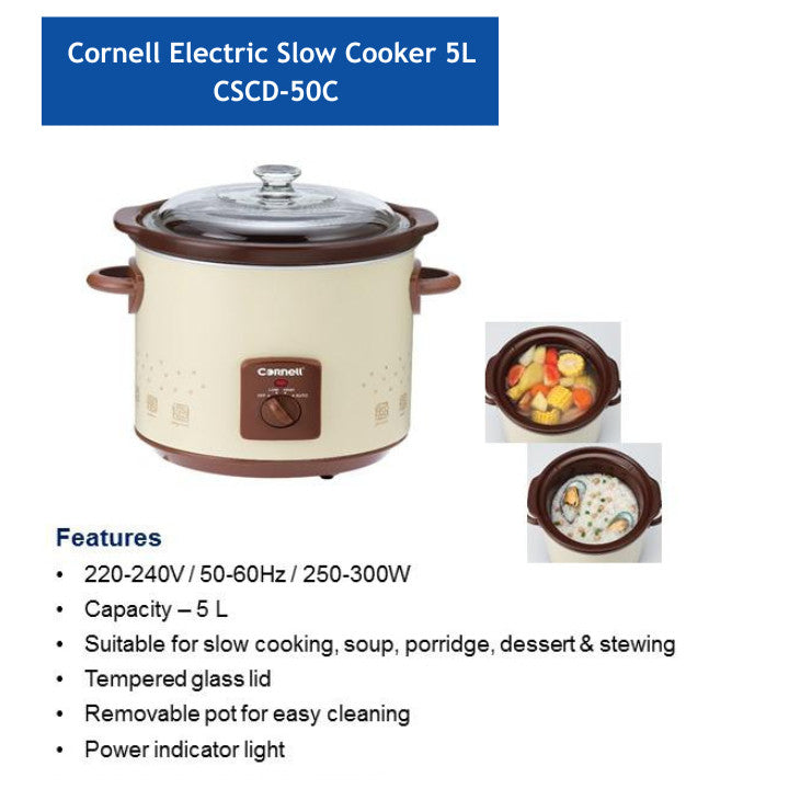 Cornell Electric Slow Cooker 3L / 5L Ceramic Pot | CSC-D35C / CSC-D50C