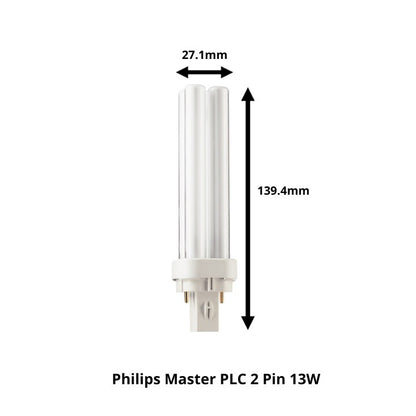 Philips Master PLC / PL-C 2Pin 10w/13w/18w/26w (Cool Daylight 65K/Cool White 40K/Warm White 30K)