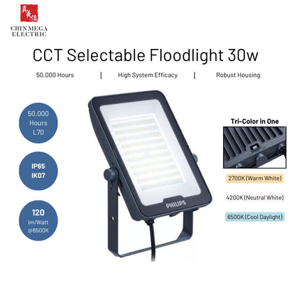 Philips CCT Selectable Floodlight 30w Tricolor in One (Warm White/ Neutral White/ Cool Daylight)