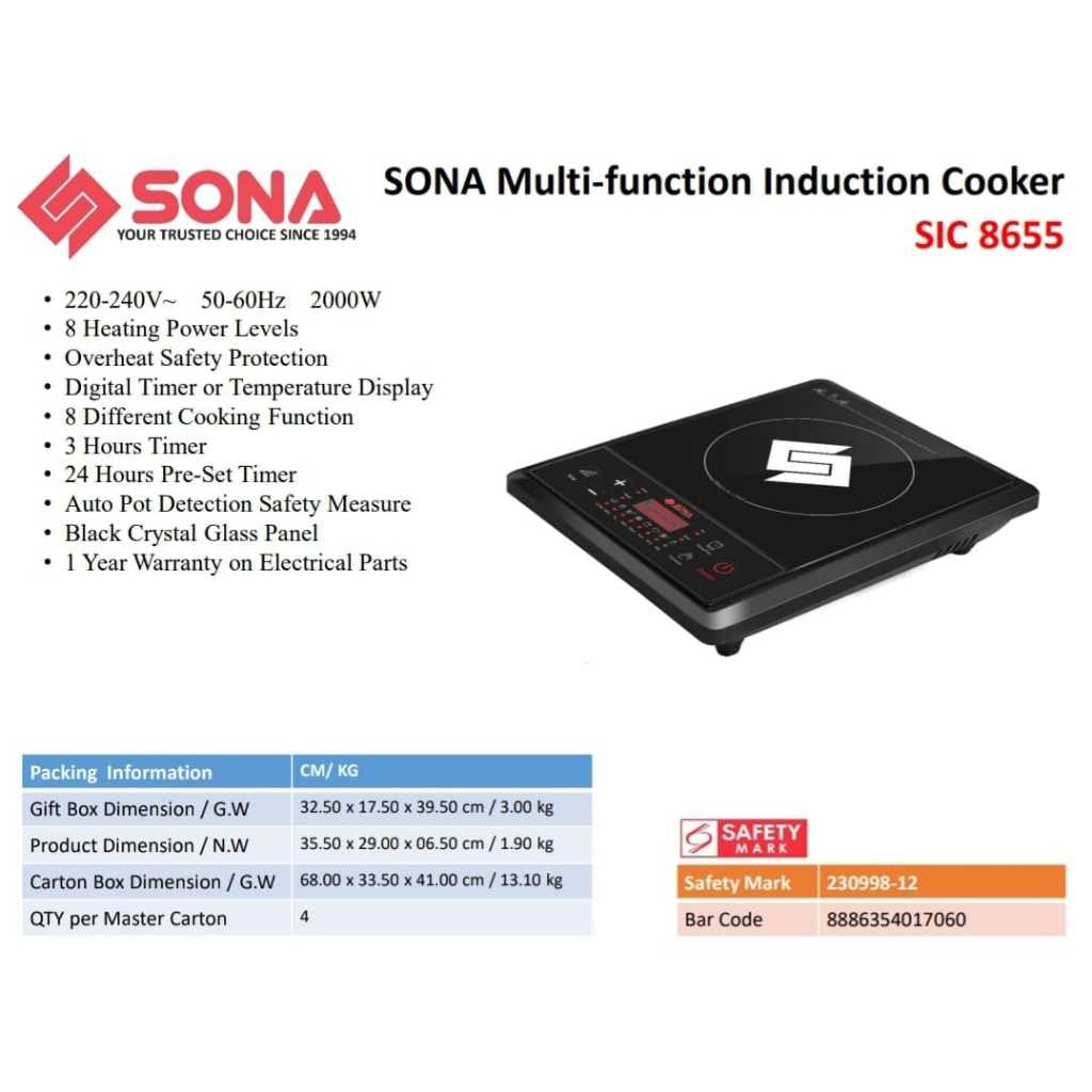 SONA Multi-Function Digital Induction Cooker 2000W SIC8655