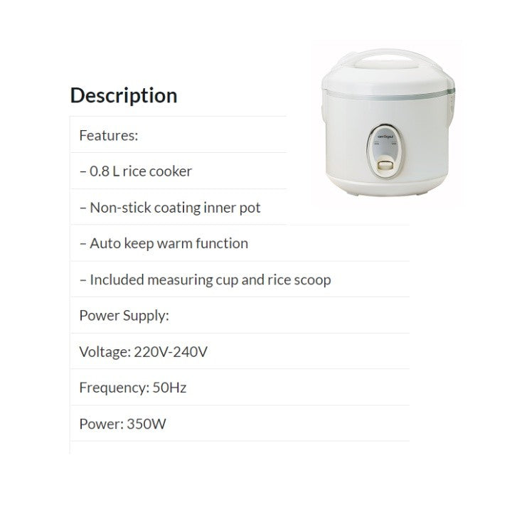 Aerogaz 0.8L Rice Cooker AZ-803RC