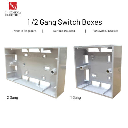 External Surface Mounting Box for Switch or Socket, 1 Gang / 2 Gang