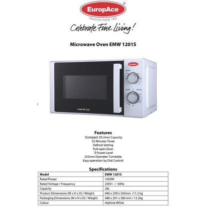 EuropAce 20L Microwave Oven EMW 1201S