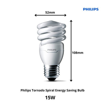 Philips Tornado Spiral Energy Saving Bulb E27 Base | 12w/15w/20w/24w | Day Light/Warm White