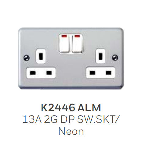 MK Metalclad K-Series 13A Shuttered Heavy Duty Metal Sockets | 1 Gang/ 2 Gang Double Pole Sockets with Box