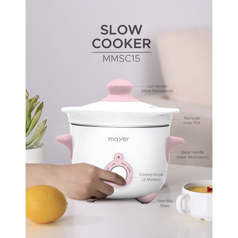 Mayer 1.5L Slow Cooker MMSC15 (Black/ Pink)