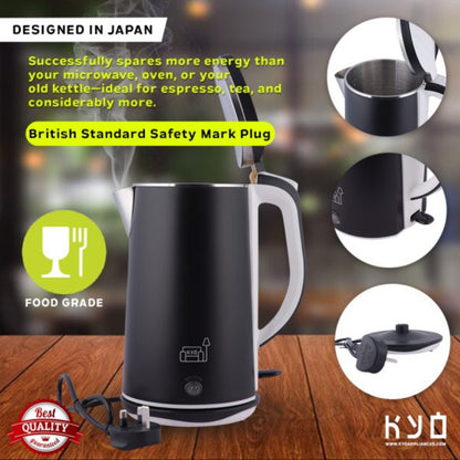 KYO-06 1.7L Stainless Steel Cordless Electric Kettle (Matte Black)