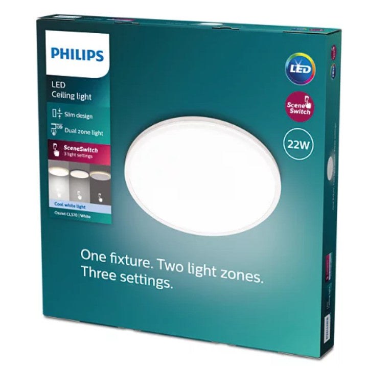 Philips Ozziet Functional Ceiling light CL570 SS RD Warm White 2700K / Cool White 4000k w HV 06 22W / 36W