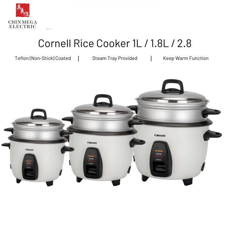 Cornell Teflon Coated Conventional Rice Cooker 1L/ 1.8L/ 2.8L (CRC-CS102A/CRC-CS182A/CRC-CS282A)