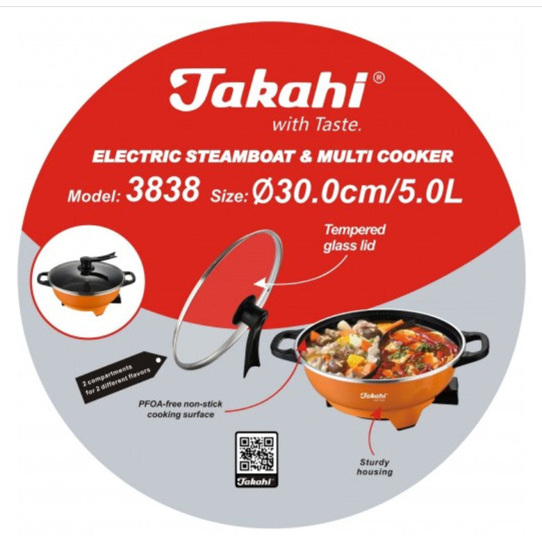 Takahi 3838 Electric Steamboat & Multi-Cooker 5L (Two compartments)