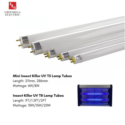 Insect Killer UV Fluorescent Glass Tube G13 T8 [10W/15W/20W], T5 [6W/8W] | Bundle of 2