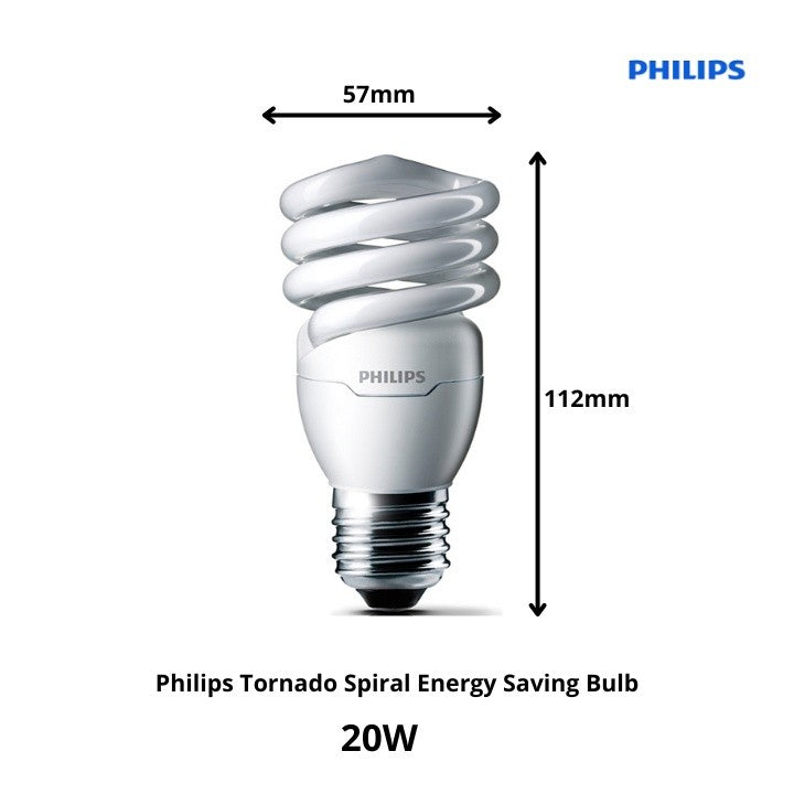 Philips Tornado Spiral Energy Saving Bulb E27 Base | 12w/15w/20w/24w | Day Light/Warm White