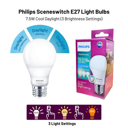 Philips LED A60 E27 Scene Switch Bulb // 2 Color in 1 Bulb & 3 Light in 1 Bulb