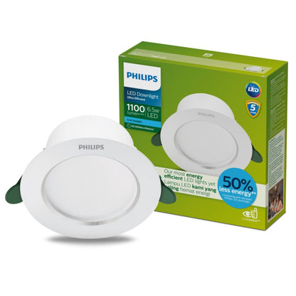 Philips Ultra Efficient LED Downlight 4.8w / 6.5w Recessed Diamond Cut Downlight // 6500k Cool Daylight