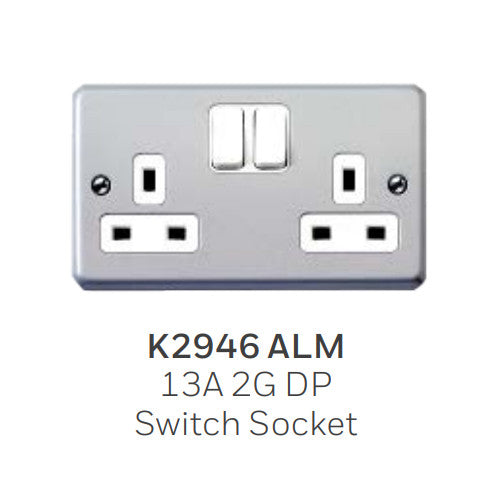 MK Metalclad K-Series 13A Shuttered Heavy Duty Metal Sockets | 1 Gang/ 2 Gang Double Pole Sockets with Box