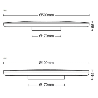 Philips Ozziet Functional Ceiling light CL570 SS RD Warm White 2700K / Cool White 4000k w HV 06 22W / 36W