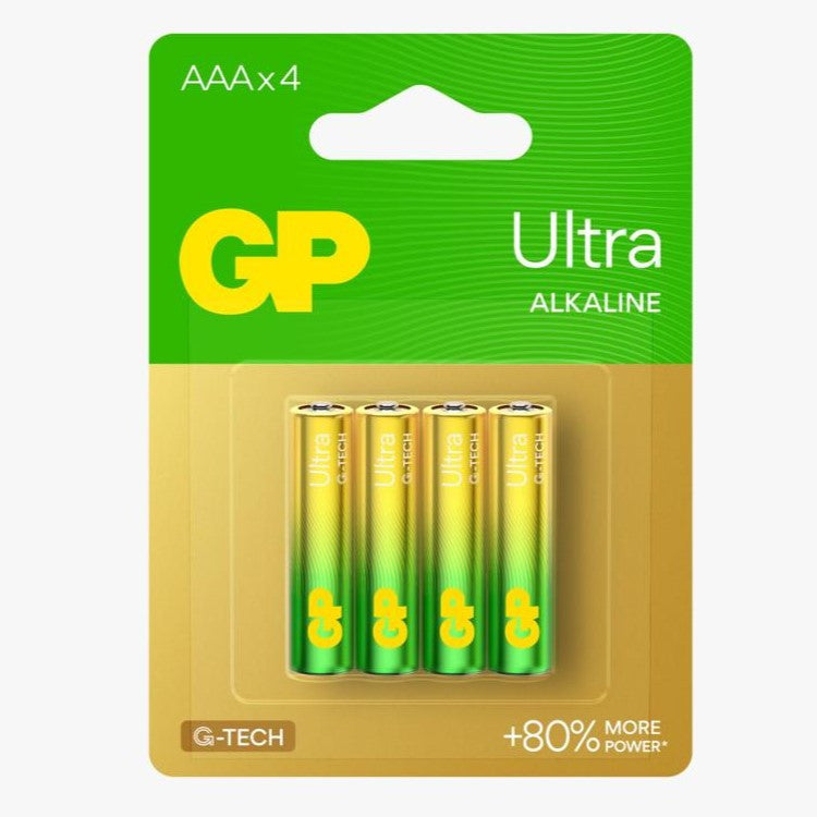 [Box of 10] GP Ultra Alkaline Batteries AA/AAA - Pack of 4 (New G-Tech with 80% More Power!)