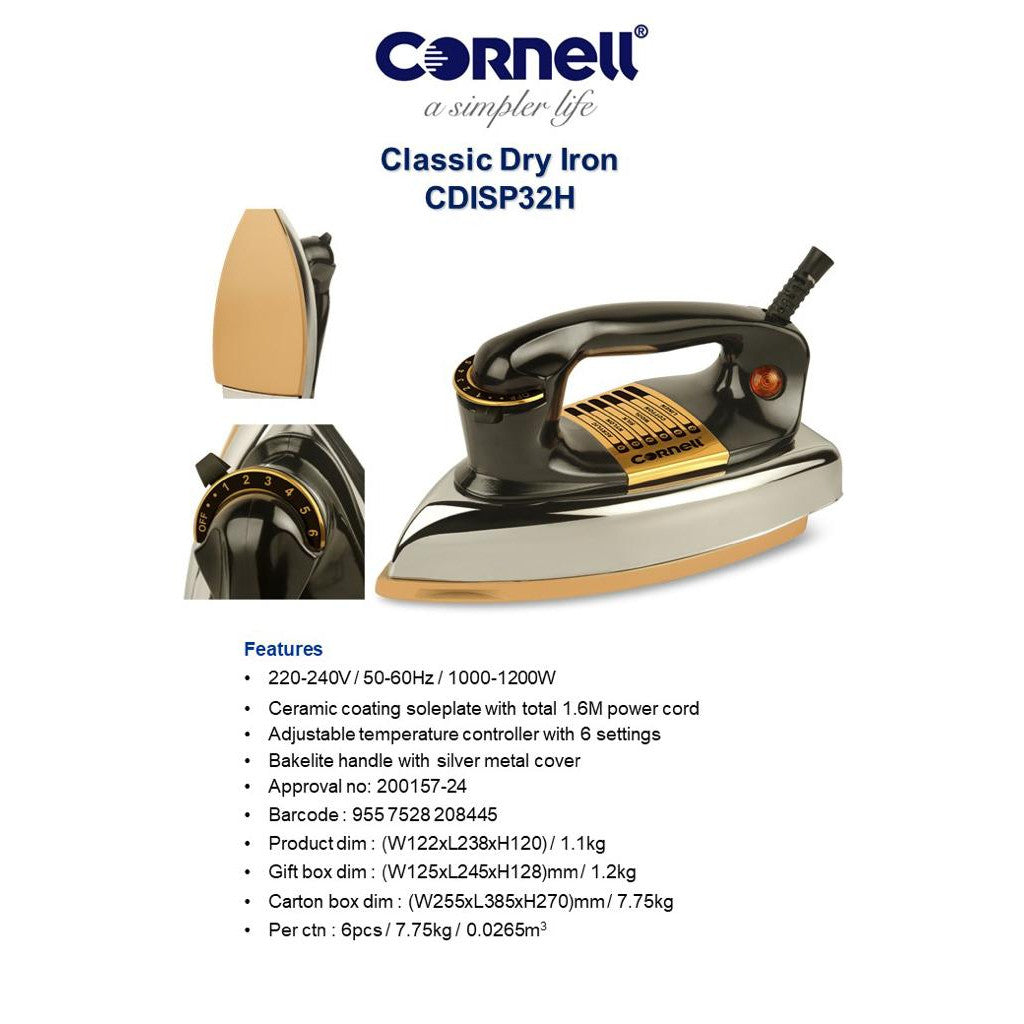 Cornell 1200W Classic Dry Iron | CDISPH32H