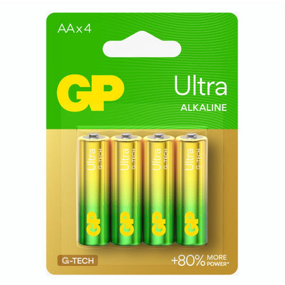 [Box of 10] GP Ultra Alkaline Batteries AA/AAA - Pack of 4 (New G-Tech with 80% More Power!)