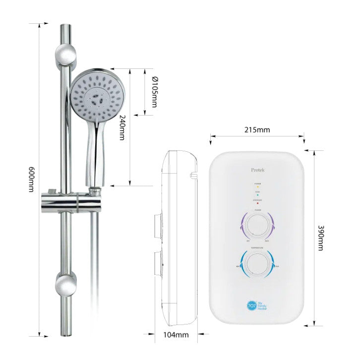 707 Protek Electric Instant Shower Heater w/ Shower Head Set