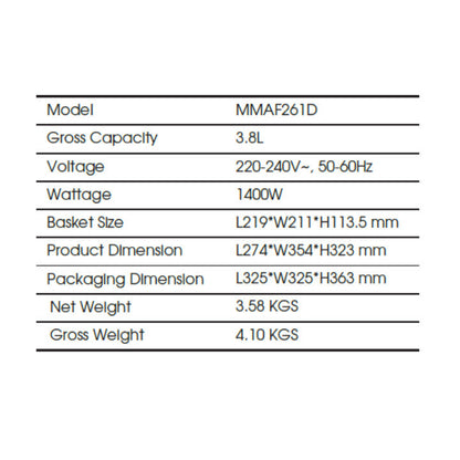 MAYER Digital Air Fryer 3.8L MMAF261D