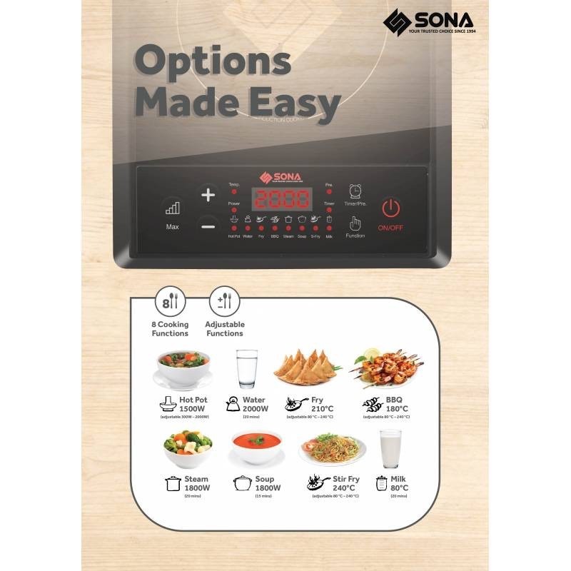 SONA Multi-Function Digital Induction Cooker 2000W SIC8655