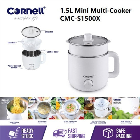 Cornell 1.5L Mini Multi-Cooker Personal Steamboat Noodle Cooker CMC-S1500X