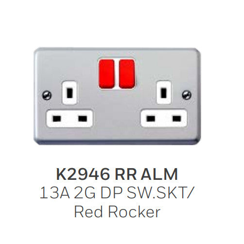 MK Metalclad K-Series 13A Shuttered Heavy Duty Metal Sockets | 1 Gang/ 2 Gang Double Pole Sockets with Box