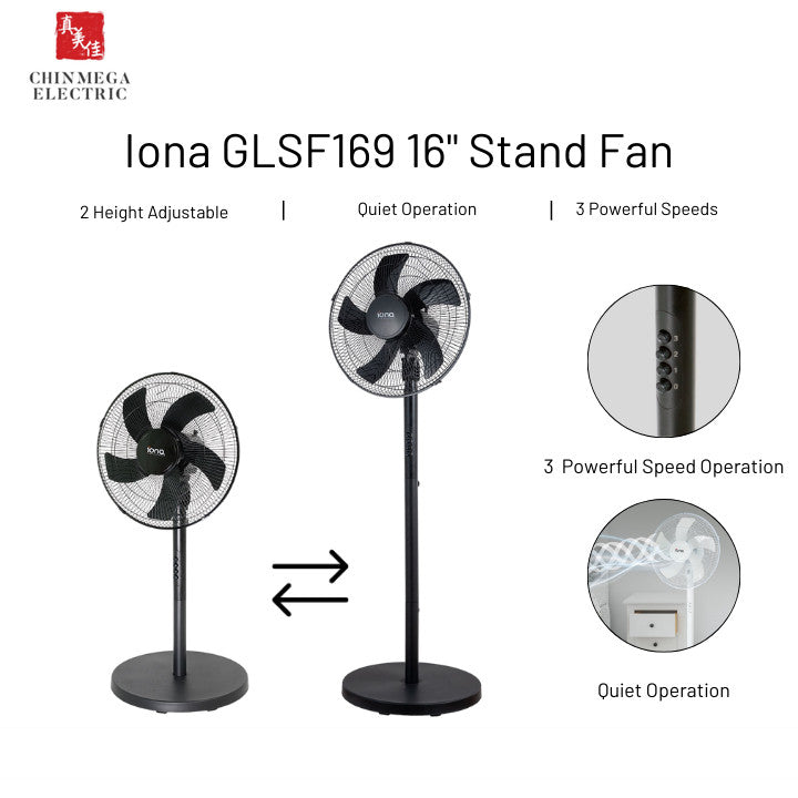 Iona 16" Adjustable Electric Tatami Stand Fan | GLSF 169