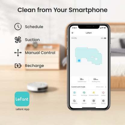 Lefant 4000Pa M210 Robot Vacuum | Clean 1300sft² in 120 min | Dustbin 500ML