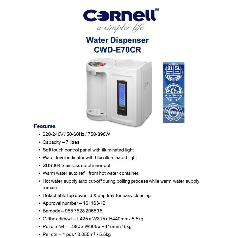 Cornell 7L water dispenser CWDE70CR